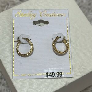 .925 Sterling Creations gold over silver Diamond Cut Hoop Earrings